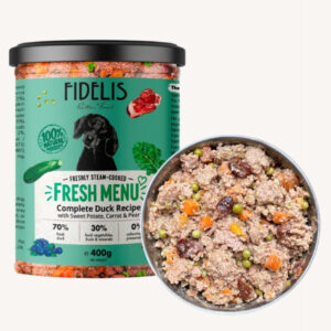 Fidelis Duck Fresh Menu Complete Dog Food 400g glass jar